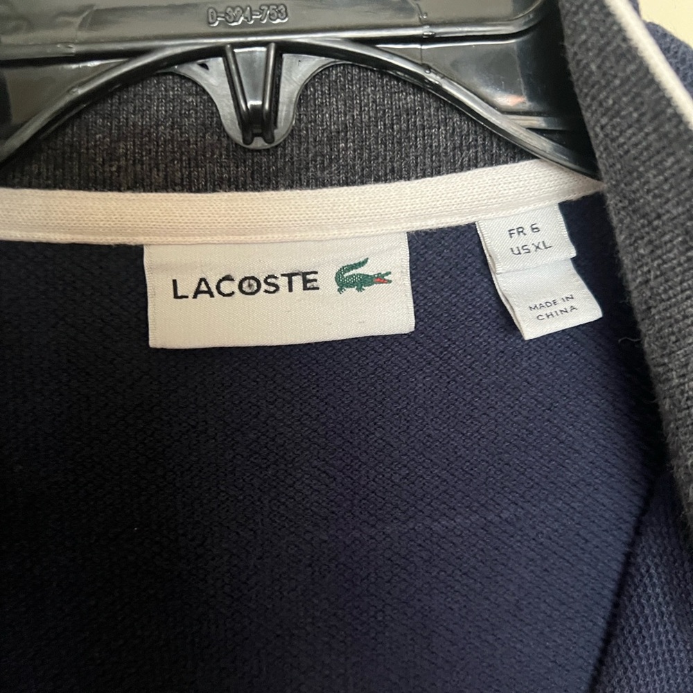 Lacoste Men's Navy Zip-Up Sweater in Navy - Picture 2 of 6
